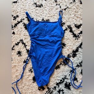 Shade & Shore Cobalt Blue One-Piece Swimsuit with Side Ties
